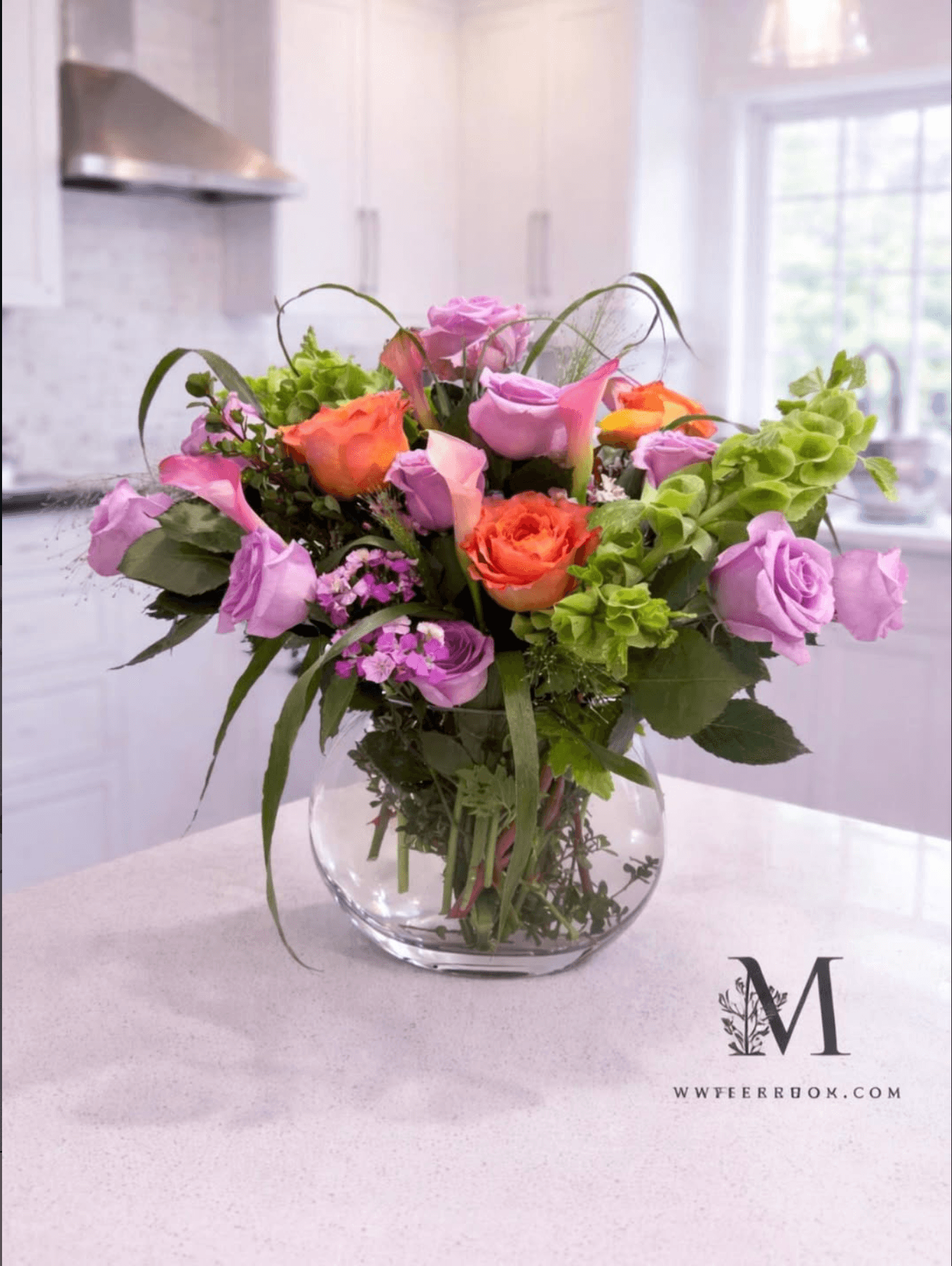 A peach-and-pink studio arrangement, composed for Mother's Day.